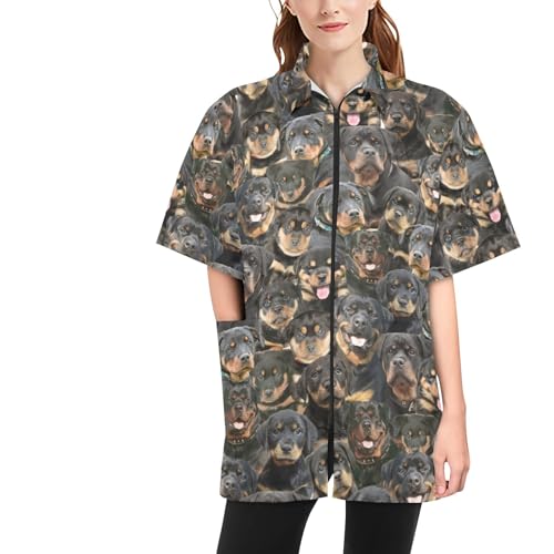 COWCUTE Rottweiler Printed Dog Grooming Jackets, Waterproof Jacket for Pet Groomer Barber, Gifts for Rottweiler Dog Owner