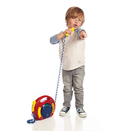 IQ Toys Anti Skip CD-USB-SD Player with 2 Microphones and AC Adapter Portable Kids Karaoke Machine Sing Along Music Player, Primary Colors - Thumbnail 6