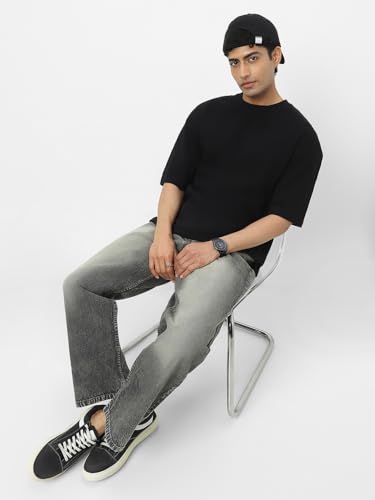 Image of Urbano Fashion Men's Solid Round Neck Oversized Half Sleeve Cotton T-Shirt