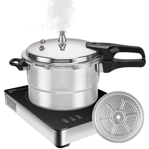 Besreey Pentole a Pressione - Pentola da 5 Litri con Accessorio Vapore | Lega di Alluminio per Carne Pollame Pesce Verdure Cucina