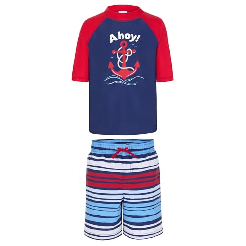 Image of Saint Eve Kids 2 Piece Swim Suit Short & Trunks Set with UPF 50+ Protection - Rash Guard Swimsuit Top & Shorts Sets for Boys