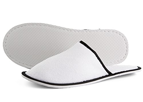 Chaussons hôtel blancs bout fermé anti-pieds froids après le bain