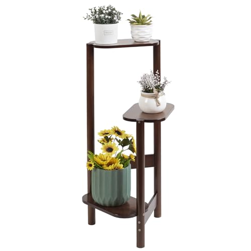 unho Bamboo Plant Stand Indoor, 3 tier Planter Shelf for