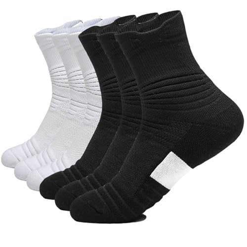 Image of 3 Pack Compression Basketball Socks Performance Cushioned Athletic Crew Sports Running Cycling Sock