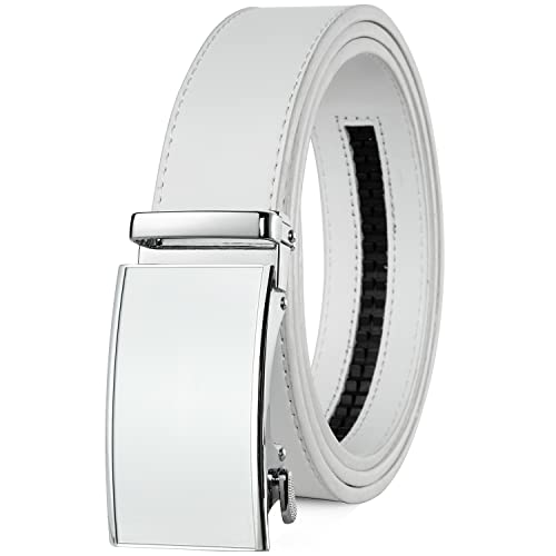 Image of Drowsmen Leather ratchet belt 1 3 /8 inch with Click Sliding Automatic Buckle, Adjustable belt Trim to Fit