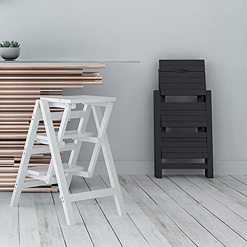 Taburete escalonado de madera maciza portátil y taburete de escalera de 3 peldaños 5