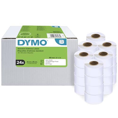DYMO LW étiquettes d'adresse autocollantes authentiques | 28 mm x 89 mm | 24 rouleaux de 130 étiquettes faciles à décoller | pour les étiqueteuses...
