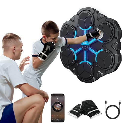 Jyyuehai Music Boxing Machine, Intelligent Boxing Music Workout Machine with Gloves, Wall Mounted Music Boxing Training Equipment for Kids, Boxing Gift for Boys Girls