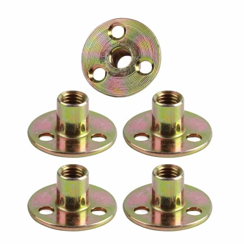 5 piezas de tuercas de brida, M6 M8 M10 de hierro galvanizado, superficie lisa, tuerca en T, brida, 3 orificios, base redonda en T de hierro galvanizado para fijar muebles de conexión(M10)