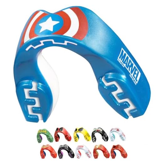 Marvel Captain America Protector bucal adultos y niños para todos los deportes de contacto, incluidos rugby, MMA, artes marciales de kickboxing, judo, hockey y boxeo