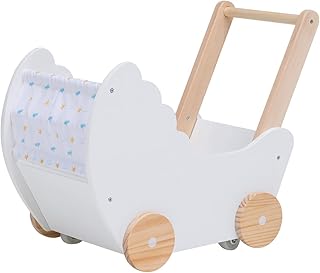 Sponsored Ad - Crown Children 2-in-1 Baby Learning Walker Wooden Strollers with Blocks - Toddler Baby Push Walker Toys wit...