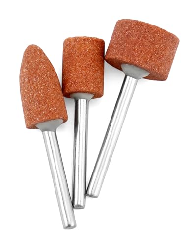 QWORK® 42 Stück Korund Schleifspitze Set, Schleifscheibenkopf, 1/8 Zoll Schaftgröße, zur Verwendung auf Edelsteinen, Glas, Metall und Holz