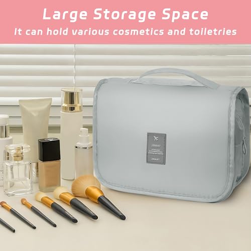 Image of Toiletry Bag Travel Bag with Hanging Hook for Women Men,Light Grey | Waterproof Small Capacity Hanging Multifunctional Makeup Bag for Toiletries, Portable Cosmetic Bag Travel Organizer