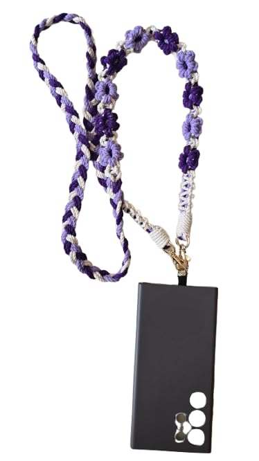 Handmade Daisy Crossbody Phone Lanyard | Universal Mobile Neck Strap with Attachment Card | Soft Cotton Cord Phone Holder with Most Smartphones-image-15