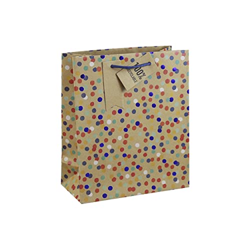 Brown Kraft Paper Sports Birthday Occasions Gift Bag with Tag Medium 100% Recyclable