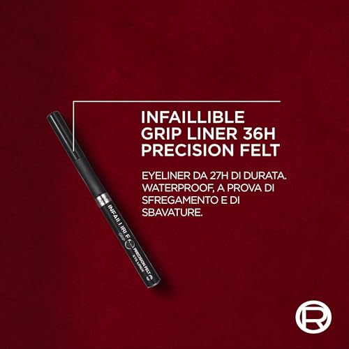 L'oréAl Paris Natale Beauty Regalo Make Up Con Mascara Telescopic Classico Nero, Eyeliner Infaillible Precision Felt Black E Matita Occhi Infaillible Grip Liner Black, Con Beauty Champagne In Velluto - 5