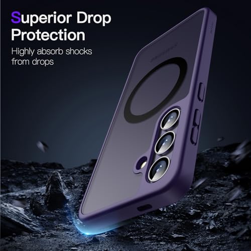Image of JETech Magnetic Cover Case for Samsung Galaxy S24 5G, Compatible with MagSafe, Translucent Matte Back Shockproof Phone Cover (Cobalt Violet)
