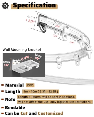 Riel de cortina flexible para ventanas en ángulo y divisor de ambientes de pared 7