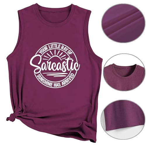 YTUGNE Funny Tank Tops for Women Your Little Ray of Sarcastic Sunshine Has Arrived Graphic Shirts Humor Summer Sleeveless Tee — view 5