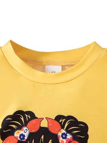 Image of Girl's 2 Pcs Outfits Short Sleeve Graphic T-Shirt Top and Paperbag Waist Shorts Set with Belt