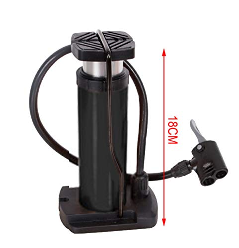 EM BIKE Bomba de Bicicleta, Bomba de Aire portátil de Aluminio con Aguja de Bola Multifunción, Bomba de neumático de Bicicleta activada con el pie Compatible con la válvula Presta y Schrader. (Negro)