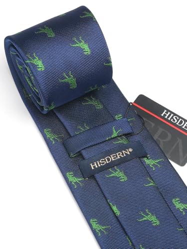 Image of HISDERN Ties for Men Classic Animal Tie and Pocket Square Set Jacquard Woven Silk Neckties Handkerchief Wedding Party