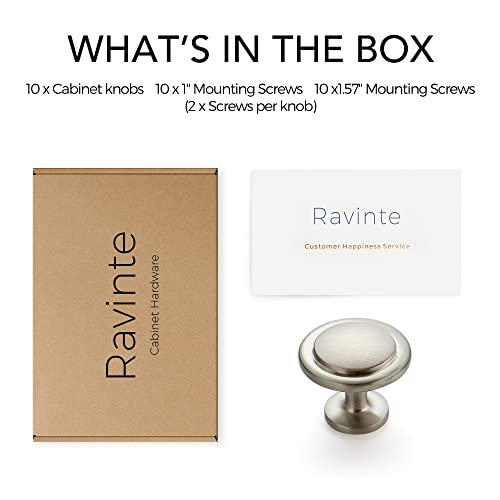Image of Ravinte 10 Pack Brushed Nickel Cabinet Pulls 1-1 /4 inch Kitchen Cabinet Knobs Drawer Knobs Dresser Drawer Pulls Door Dresser Handles for Cupboard