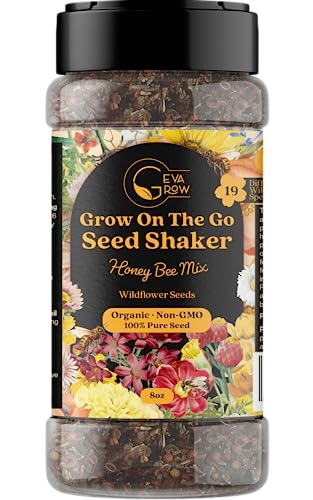 Bulk Wildflower Seed Shaker – Honey Bee Wildflower Mix, By Gevagrow | Bulk 180,000+ Seeds | Pollinator Bee Attracting Flower Seeds For Planting In Pots & Outdoor Gardens | No Messy Packets | 8 Ounce #TOP2