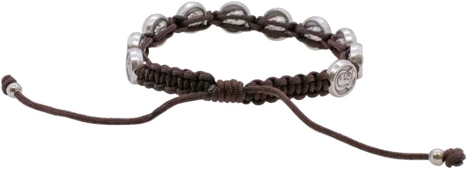 Saint Padre Pio Medal Bracelet on Woven Brown Cord | Adjustable | Patron Saint of Adolescents | Catholic Gift set| Great Catholic Gift for First Holy Communion and Confirmation - Image 2