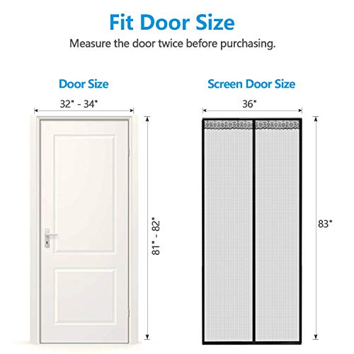 JOYPEA Magnetic Screen Door with Durable Fiberglass Mesh Curtain and Full Frame Hook & Loop - Fits Doors up to 34"x82" - Thumbnail 4
