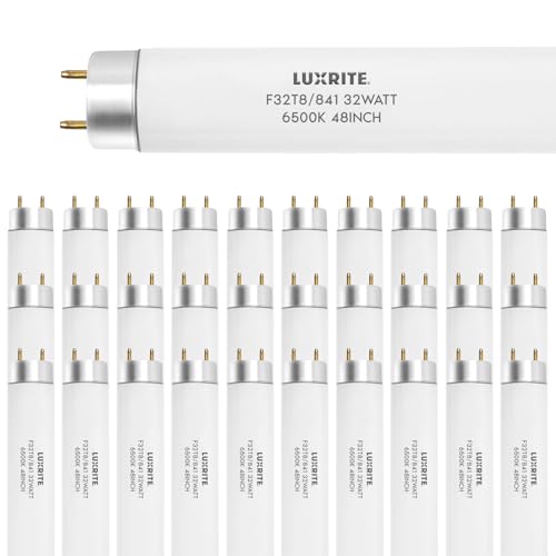 LUXRITE (30 Pack F32T8/865 32W 48 Inch T8 Fluorescent Tube Light Bulb, 6500K Daylight, 2800 Lumens, G13 Medium Bi-Pin Base, LR20735