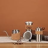 Vilgftyiet Edelstahl-Kaffeezubereitungs-Set mit Mühle, Filtertrichter und Tropftopf für Zuhause oder Büro, kompatibel mit manuellen Pour Over Methods Mahlwerk