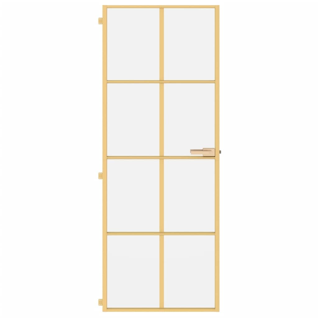 Drzwi wewnętrzne Slim Golden 76x201.5 cm szkło hartowane i aluminium materiały budowlane drzwi domowe
