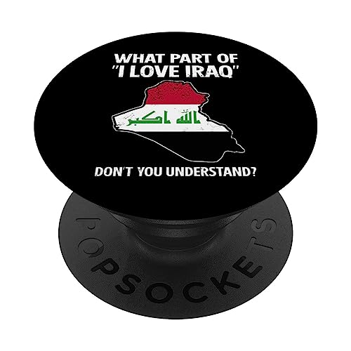 Iraq Iraqi Roots Iraqi Heritage Proud Iraqi Flag PopSockets Swappable PopGrip, Black