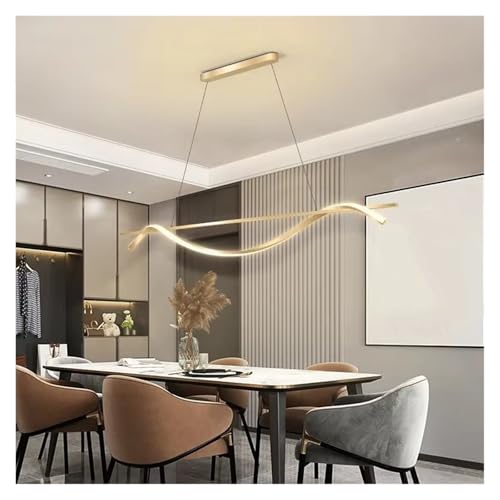 Lustre suspension LED salon en métal vague pour éclairage île de cuisine