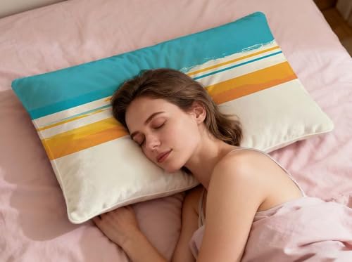 Coussin abstrait bleu rectangulaire 40x80 velours avec fermeture éclair - 7