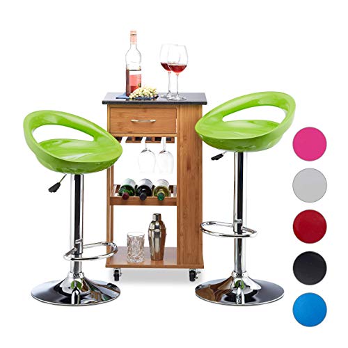 Relaxdays Taburete Alto Cocina Giratorio, Metal-Plástico, Verde, 99 x 46 x 39 cm, 2 Unidades, Acero, 98,5 x 46 x 39 cm