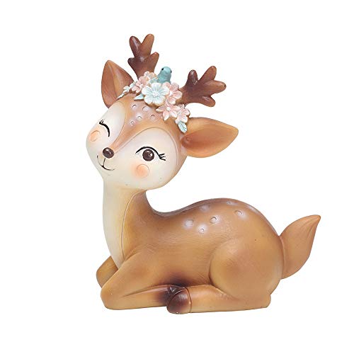 Image of Deer Figurines Toys Decor 4.1", Cute Fawn Doe Christmas Home Decor Resin Ornament Cake Topper Party Desktop Decoration for Birthday Wedding Anniversary(Elegant)