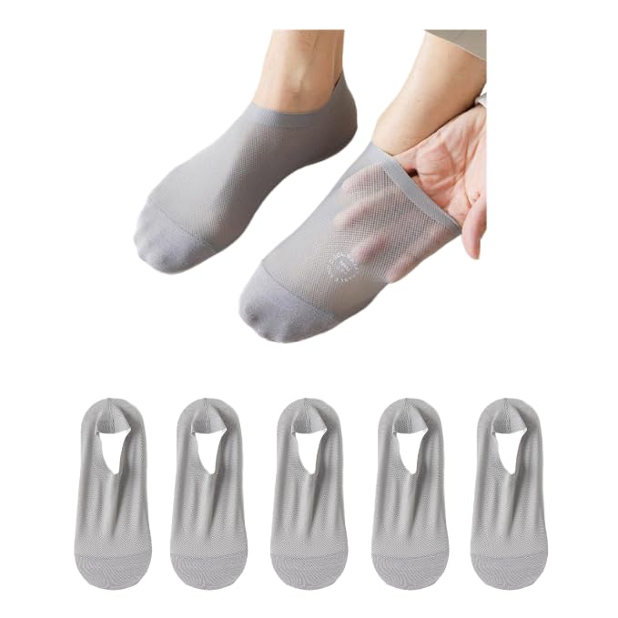 QUDDY™ No Show Socks for Men, Ultra-Thin Mesh Polyester Blend, Multicolour, Non-Slip Lightweight, Low Cut Liner, 3 Pairs-image-49