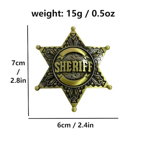 Image of Sheriff Police Badge Pin - RE Police & Cowboy Honor Stars Accessories - Cosplay Costume Gift for Women Men