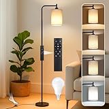 【Abat-jour en lin élégant et design moderne】L'abat-jour beige de ce lampadaire diffuse une lumière douce et non éblouissante. Son design intemporel s'harmonise avec les intérieurs modernes, industriels ou classiques. Idéal comme lampadaire de salon moderne, lampe arc ou lampadaire élégant.
