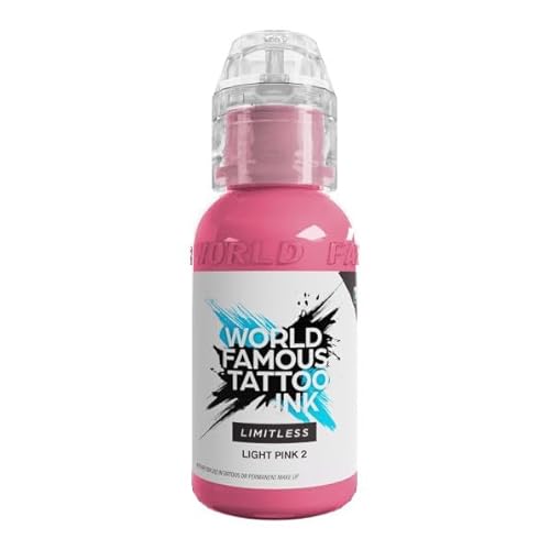 World Famous Tattoo Ink Limitless Light Pink 2 - Pintura profesional para tatuajes – Cumple con REACH, 30 ml