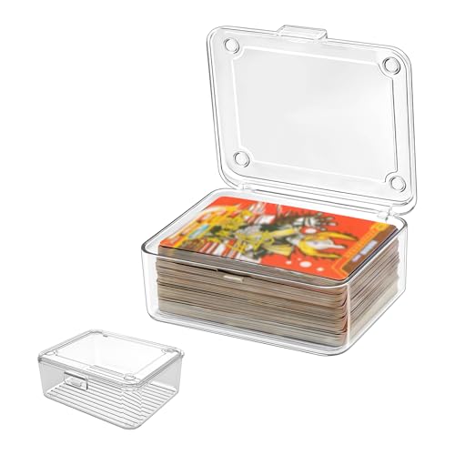 2 Pack Transparent Storage Box, PET Plastic Organizer, Multi-Purpose for Cards, Data Cables, Jewelry, Desktop Storage Case, Dust-Proof & Durable, Clear Visibility for Home & Office (Clear(Small))