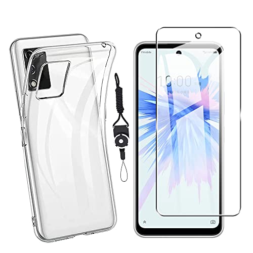 【ZTE Libero 5G II 用の ガラスフィルム + ZTE Libero 5G II ケース クリア】 日本製素材旭硝子製 ZTE Libero 5G II Y!mobile A003ZT 強化ガラス 指紋認証対応 ガラスフィルム 旭硝子素材9H硬度 液晶保護フィルム + ケース クリア 全透明 カバー TPU 耐衝撃 柔らかい すり傷防 ZTE Libero 5G II