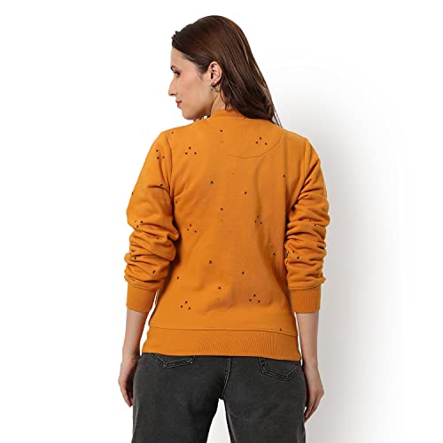 Image of PINACOLADA Women's Colorblock Sweatshirt with Ribbed Hem for Casual Wear | Low-High Neck | Long Sleeve | Button Closure | Cotton Sweatshirt Crafted with Comfort Fit for Everyday Wear