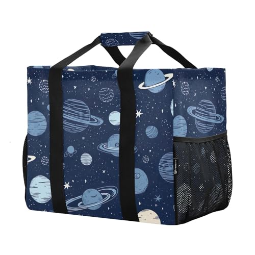 Blue Planet Waterproof Tote Bag,Multi-Purpose Kitchen Reusable Grocery Bags, Travel, Beach & Laundry Organizer 15.4 X 9.8 X 12.8 inch2
