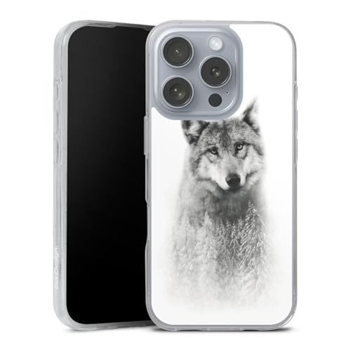 Coque silicone Apple iPhone 16 Pro motif loup hiver souple