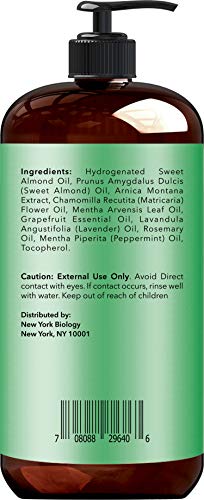 New York Biology Rosemary Sore Muscle Massage Oil - 100% Natural Ingredients - Sensual Body Oil for Muscle Relaxation and Deep Tissue - Cooling Muscle Pain Relief Oil for Massage Therapy - 9 Fl. Oz