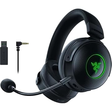Razer Fone de ouvido para jogos sem fio Kraken V3 Pro HyperSense com tecnologia haptic: Drivers Triforce Titanium 50 mm - THX Spatial Audio - Hyperspeed Wireless - Tecido híbrido e almofadas de espuma de couro sintético