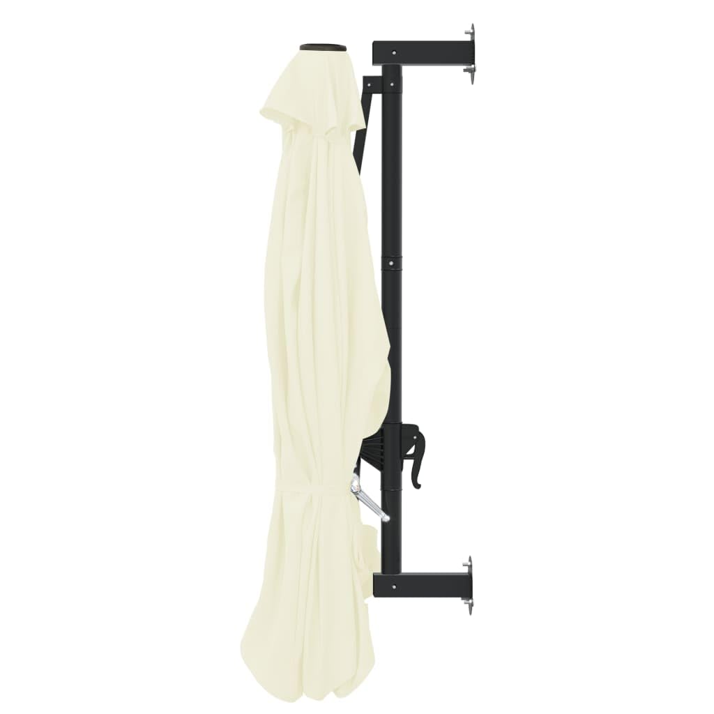 Sombrilla de Pared con Mecanismo de Manivela, Parasol de Poliéster con Protección UV y 8 Varillas de Acero para Jardín, Inclinable y Fácil de Limpiar, Incluye Accesorios